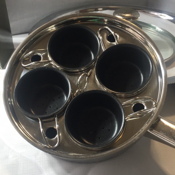 Kitchen Stainless Steel 181 Induction 4 Egg Poaching Pan With Lid
